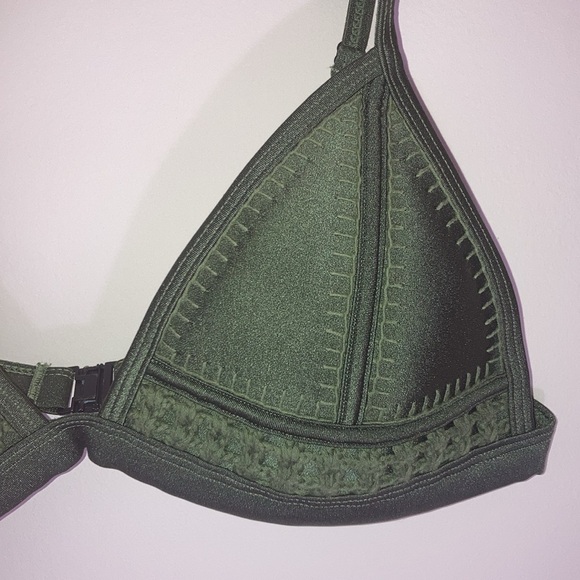 TRIANGL | Coco Crochet Neoprene Bikini Top in Green - Picture 3 of 16